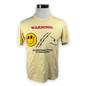 Vintage Major Mood Swing In Progress T-Shirt Mens Medium Novelty USA Joke Yellow